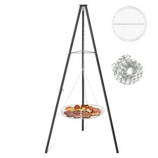 Schwenkgrill Grillrost Dreibein Feuertopf tragbarer Grill Camping Garten Schwarz