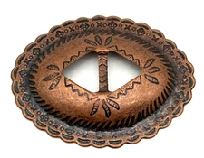 Copper Concho Oval Southwestern Style Engraved Slotted 2.25"