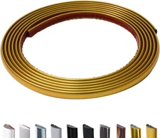 9.8 Ft Peel and Stick Wall Molding Trim, D-Shape Flexible Molding Trim Matte Gol