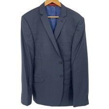 Ted Baker Endurance London Mens 46L Wool Blend Blue Blazer Jacket Sport Coat