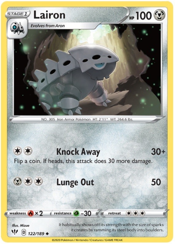 Lairon - 122/189 - Uncommon (Mp) Darkness Ablaze - Metal Pokémon