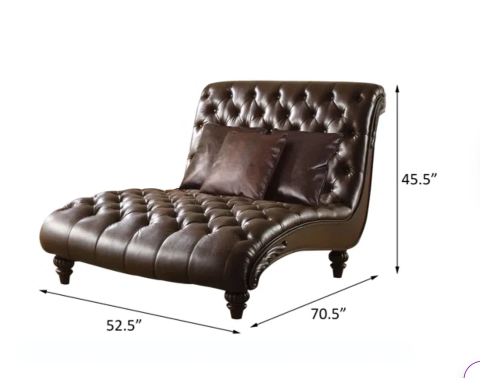 Chaise lounge Cawthon Transitional Tufted sin brazos en dos tonos marrón Foto 3 de 4