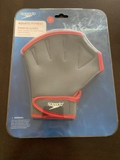 Speedo Aqua Fit Swim Training Gloves Small Charcoal/Red NIB
