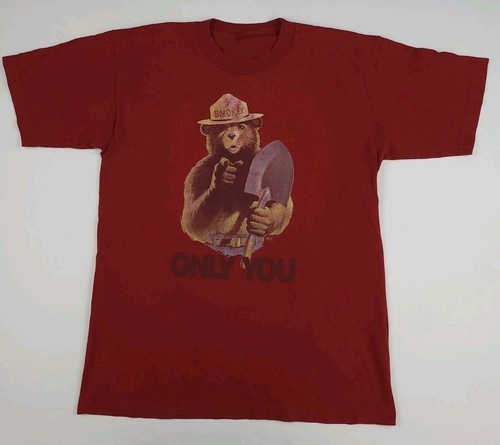 T-shirt Uomo Smokey Bear &ndash; Only You Can Prevent Wildfires &ndash; Grigia, 100% Cotone &ndash; Taglie S, M, XL