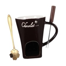 Chocolate Fondue Mug with Fork, DIY Melting Cup for Marshmallows, Desserts Candy