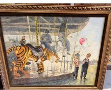 Tiger At Spokane Carousel Painting