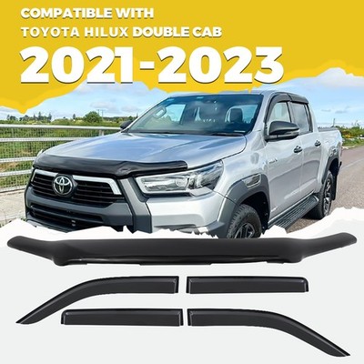  Schwarz Motorhaube Deflektor Windabweiser für Toyota Hilux 2021-2023 Acryl