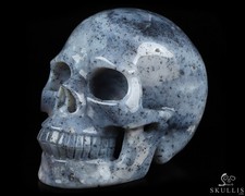5.1" Flower Agate Carved Crystal Skull, Realistic, Crystal Healing