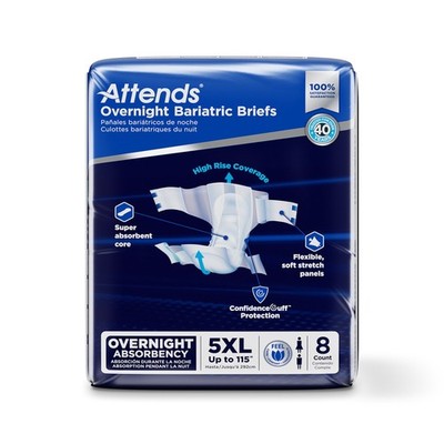 Attends  Overnight Bariatric Briefs, 5X-Large