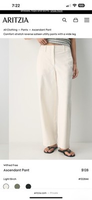 Aritzia Wilfred Free Ascendant Pants Light Birch Cream Women Sz 4 Wide Leg