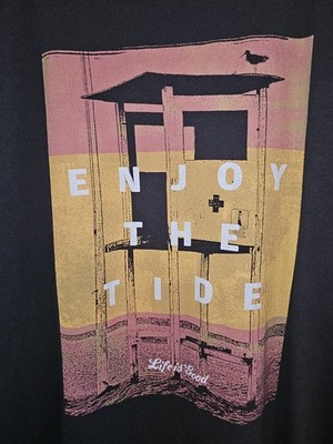 Life Is Good Enjoy The Tide 2xl Xxl Mens Black Graphic Logo Short Sleeve Tee