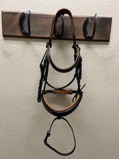 Halter Ego Black Leather Bridle with Brown Padding and Ombre Crystal Browband