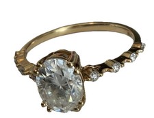 18K Yellow Gold Oval Cut Lab Grown Diamond Engagement Ring Size 6.75