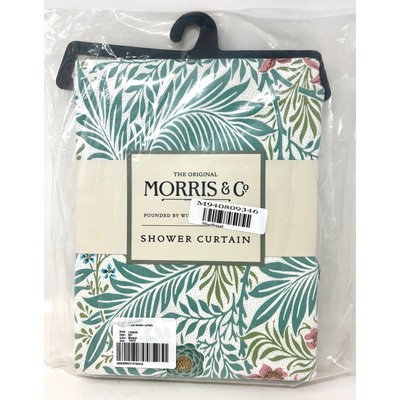 William Morris & Co Shower Curtain Fabric 72x72  Floral Larkspur Green Pink Blue