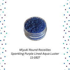 Miyuki 11/0 Round Seed Beads 11-1827 Sparkling Purple Lined Aqua Luster 20 Grams