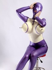 Latex Gummi Rubber inflatable chest Catsuit bodysuit mask customized 0.4mm 1137