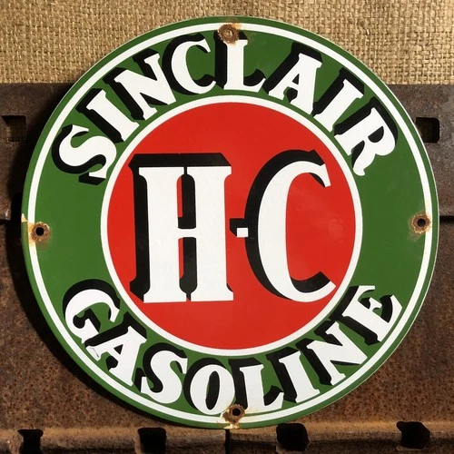 VINTAGE SINCLAIR HC GASOLINE PORCELAIN GAS PUMP ADVERTISING SIGN
