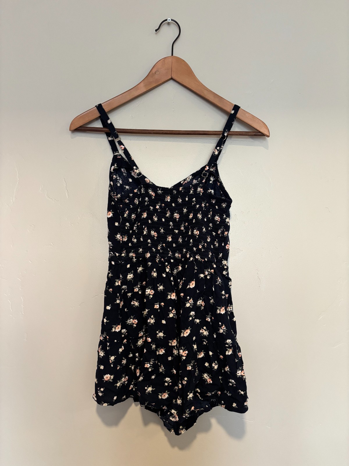 Y2K Hollister Junior Womens  Romper  Size XS Cottagecore Black Floral Boho 90s