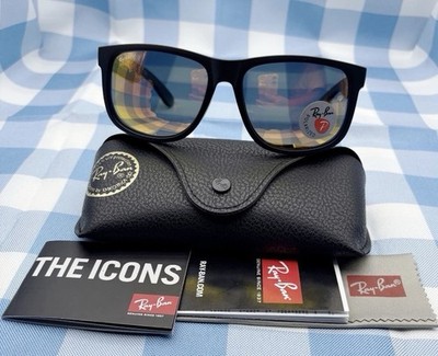 Ray-Ban Justin RB4165 622/6Q 54-16 polarized Sunglasses Red Mirror Black Frame