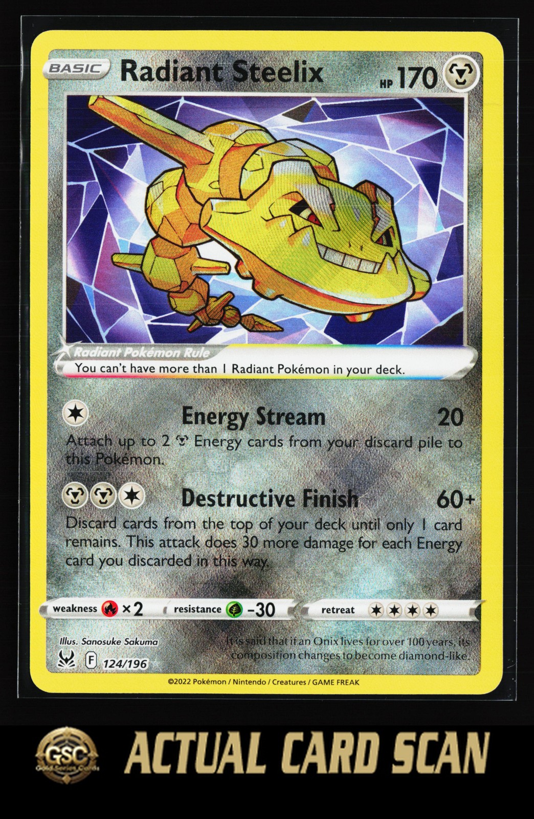 Radiant Steelix #124/196 Pokémon TCG SWSH11: Lost Origin Radiant Rare,Holo