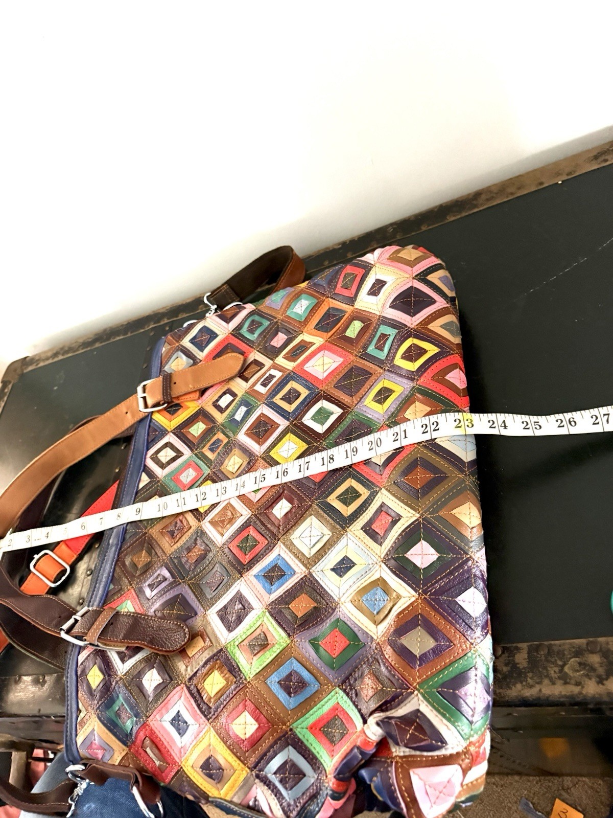 Amerileather Bailey Rainbow Patchwork Leather Tot… - image 6