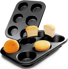 2 Pack 6 Cup Muffin Pan Nonstick Steel Cupcake Baking Tray