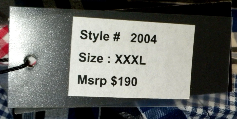 NUEVO CON ETIQUETAS ~ GIORGIO BELLINI Para hombres Negro ~ Camisa Manga Larga a Cuadros Azul y Blanco Talla 3XL Foto 4 de 4