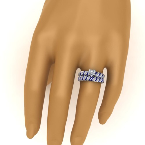 Classic Red/Blue 14K White Gold Plated Heart Shape Cubic Zirconia Women's Ring - 第 6/13 張圖片