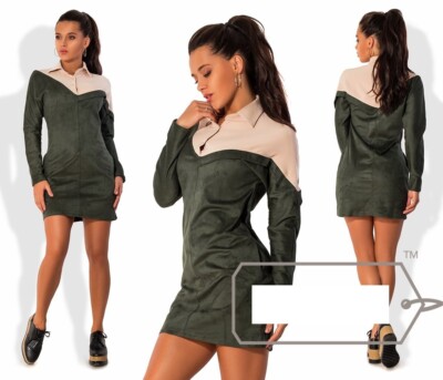 Green suede mini dress, size S | eBay