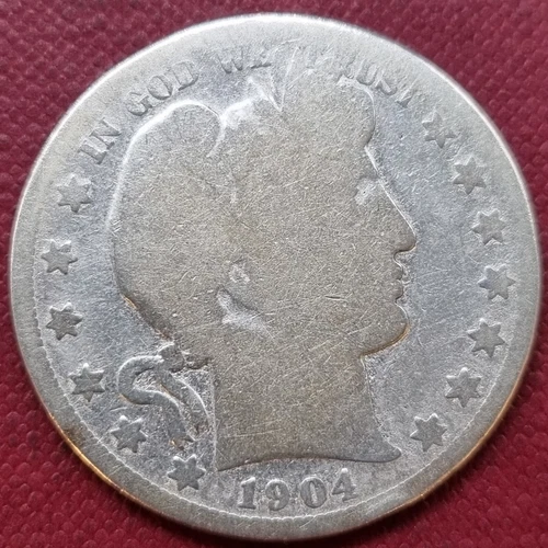 1904 S Barber Half Dollar 50c Circulated Details #64443