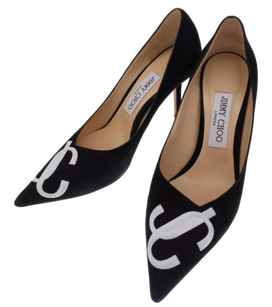 JIMMY CHOO 36.5 Love 85 JC LOGO pumps Pointed Toe dress party work shoes