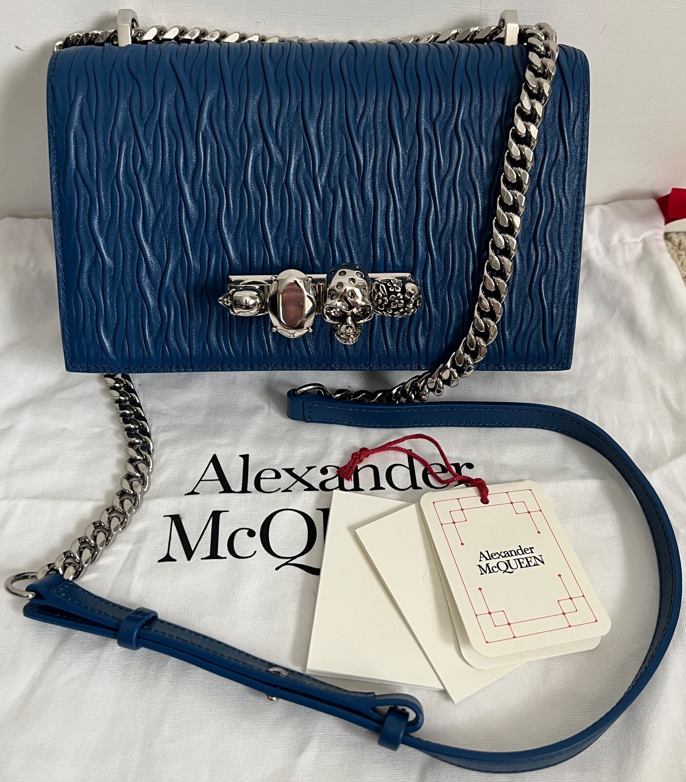 NWT Alexander McQueen Jeweled Satchel Knuckle Duster Skull Ring Shoulder Bag image 2