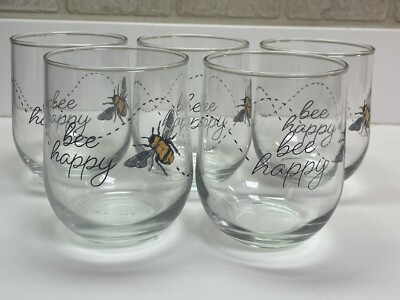 Five Bee Hive Stemless Wine Glasses
