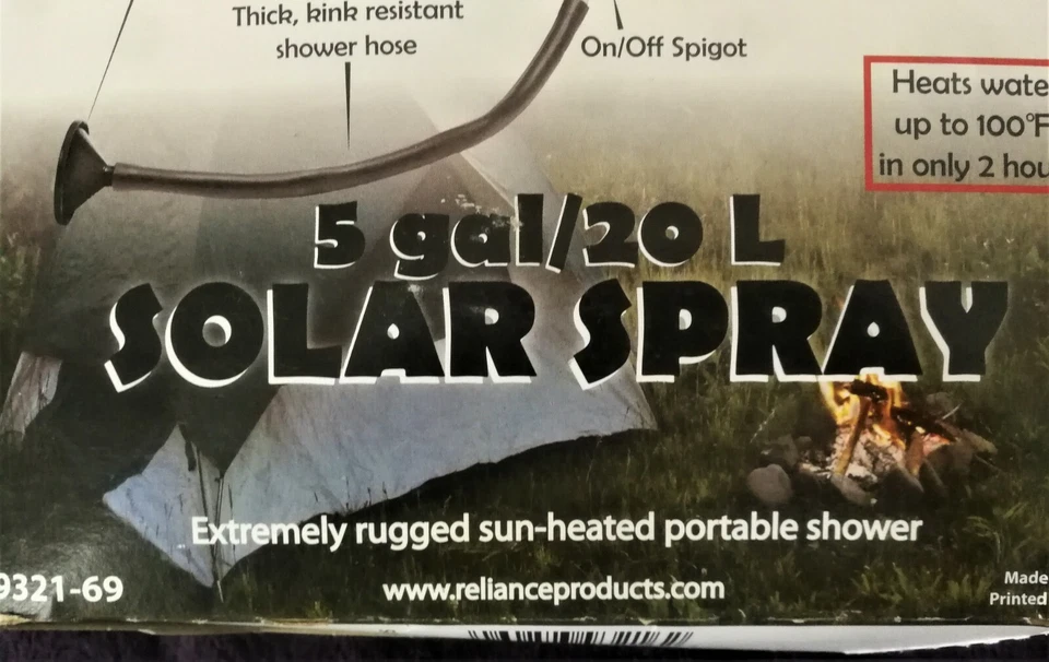 Ducha de camping portátil con spray solar de 5 galones/20 L--nueva en caja  Foto 2 de 4