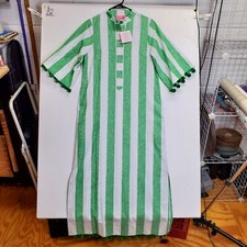 Kate Spade Green White Awning Stripe Pom Pom Style Tunic NWT SZ XS K8520