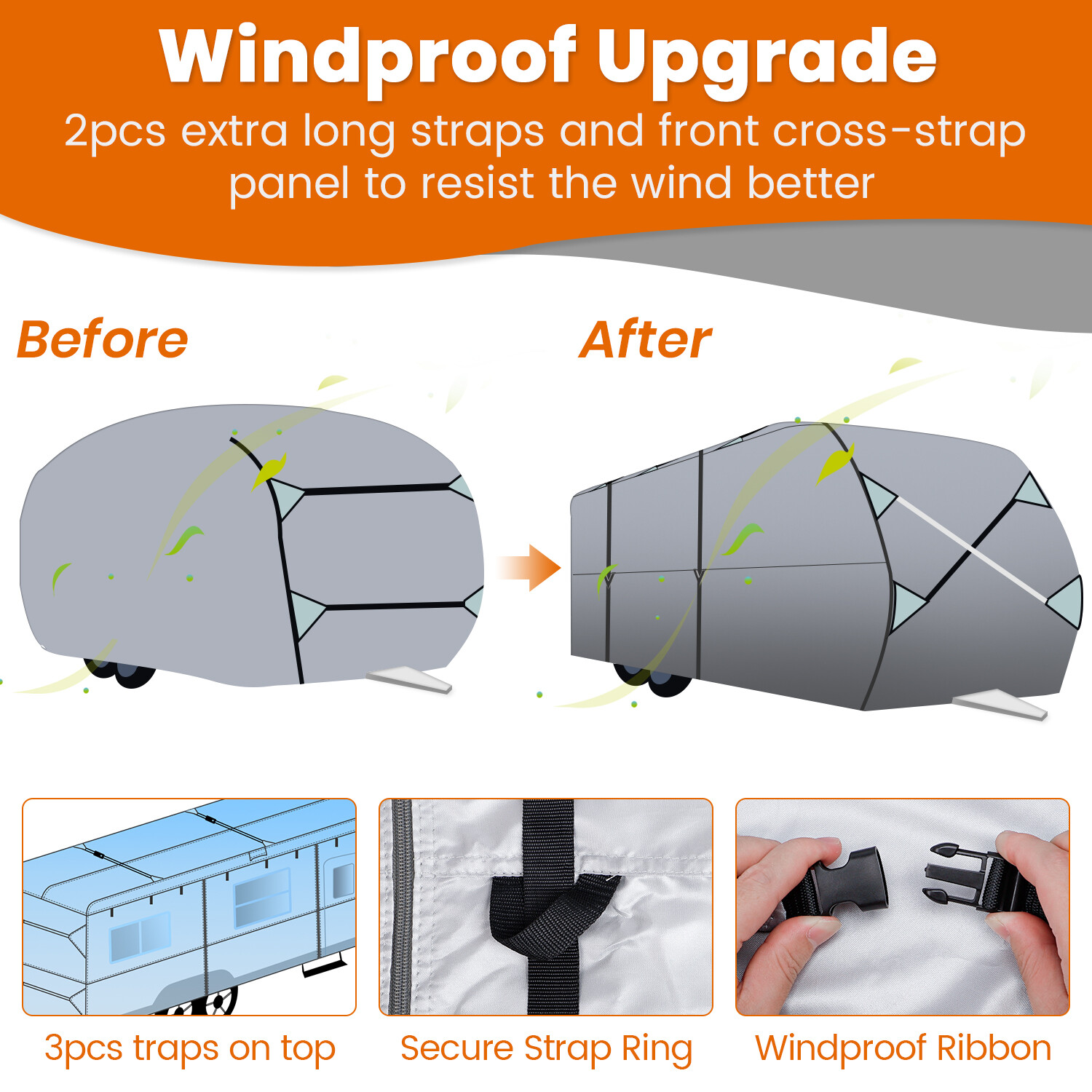 Leader Accessories 150D Ripstop Diamond Camper Travel Trailer RV Cover