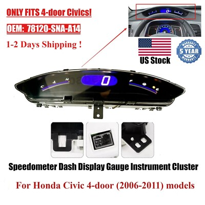 #ad #ad For 06 11 Honda Civic Sedan Speedometer Dash Display Gauge Instrument Cluster US $68.99