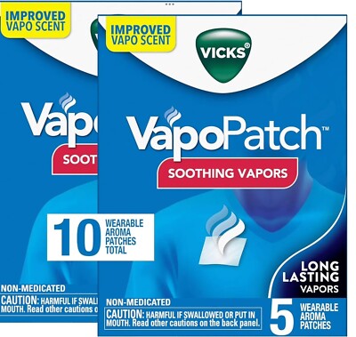 (2PK) Vicks VapoPatch Soothing Vapors, 5 Wearable Aroma Patches 323900040564VL