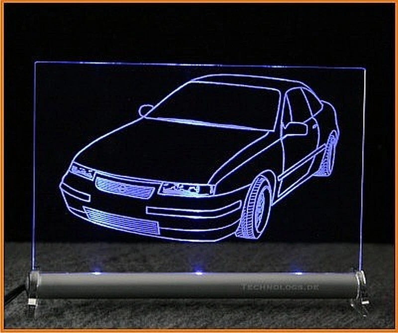 TECHNOLOGS LED Leuchtschild graviert ist Opel Calibra Autogravur Display