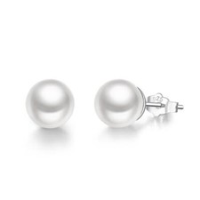Beautiful & Elegant 925 Silver Pearl Stud Earrings Women's Simple and Versatile