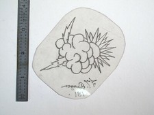 vtg 1960s 70s Tattoo Flash acetate stencil Moon Cloud and Bolts signed SKY4