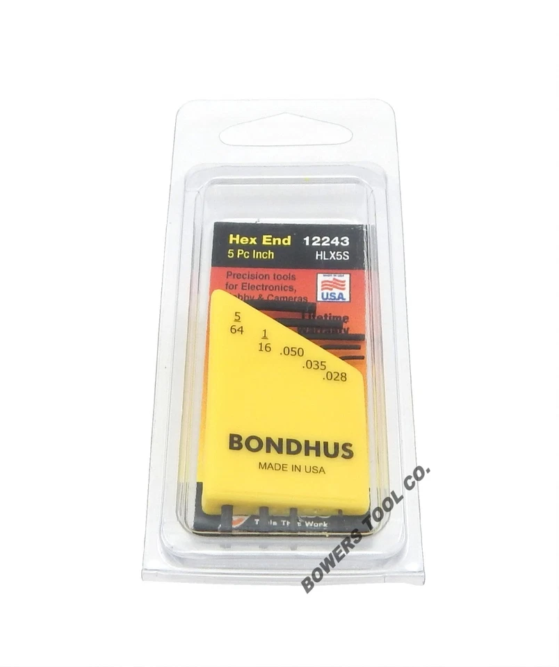 Bondhus 5pc Micro Mini Hex L Wrench Set SAE 5/64" to .028 Made in USA 12243 - Image 4 of 4