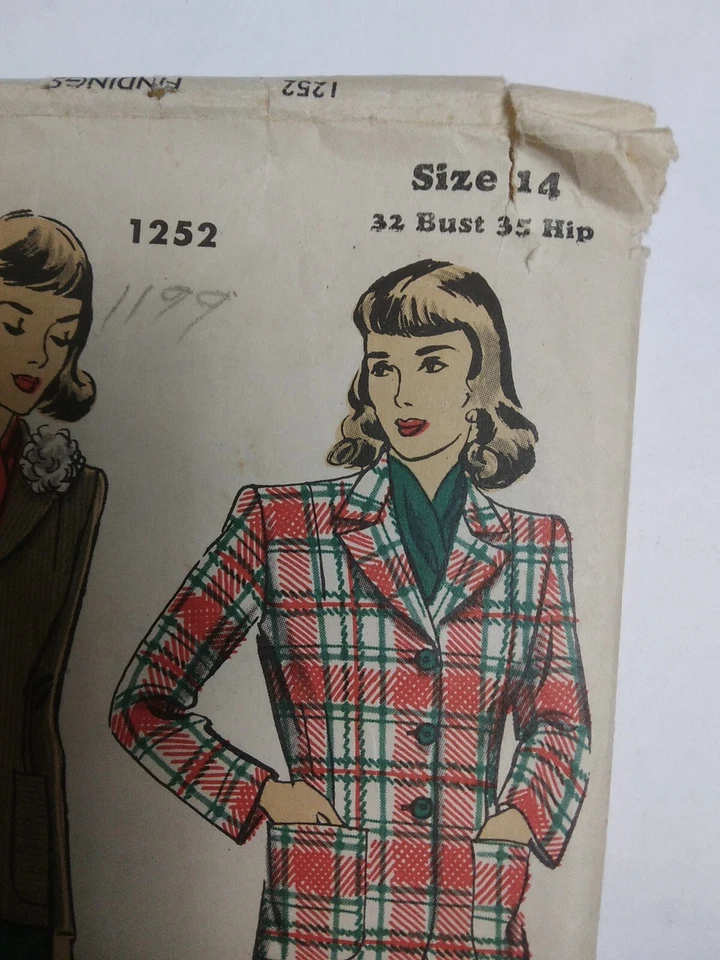 Skirt Slacks Jacket 14 Hollywood 1252 Sewing Pattern 40s Four Star Career Pants - Image 3 of 4