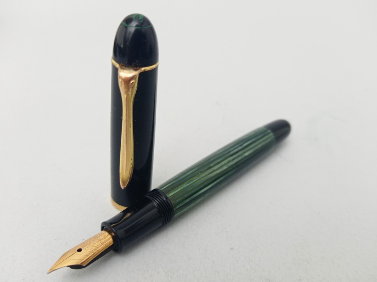 Pelikan 140 Green Striped Fountain Pen 14k EF Flex Nib Pelikan 140 Green Striped Fountain Pen 14k EF Flex Nib