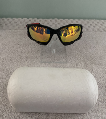 Oakley Jawbone Sunglasses Orange Mirrored Lens Black Frames Wrap