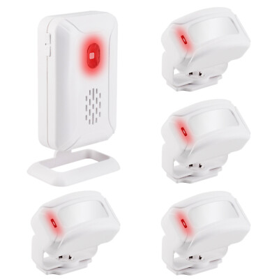 Wireless PIR Motion Sensor Detector Ringtone Alarm Home Entry Doorbell 4 Sensors