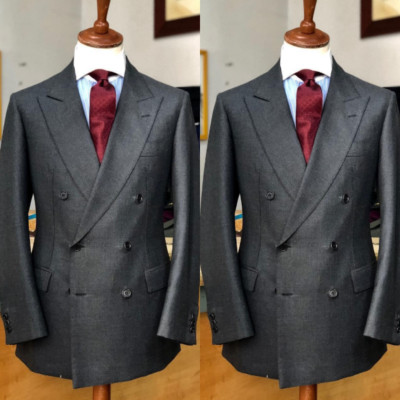 Offizielle Herrenjacke Blazer schwarz Anzüge zweireihig Business spitzes Revers