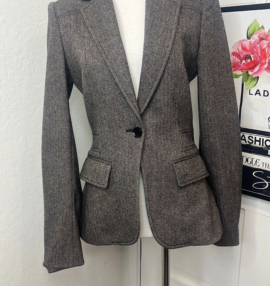 Gucci коричневый и кремовый Herringbone блейзер размер 40/4US - Изображение 4 из 4