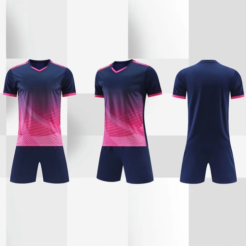 Unisex Kids Boys Football Uniform Gradient Color T-shirt With Shorts Sports - Picture 21 of 79