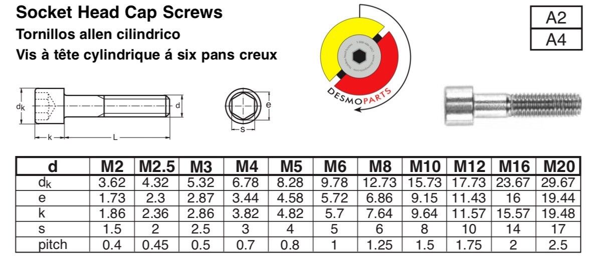 Stainless Steel Socket Head Cap Screws DIN 912 Metric M2 M2.5 M3 M4 M5 M6  M8